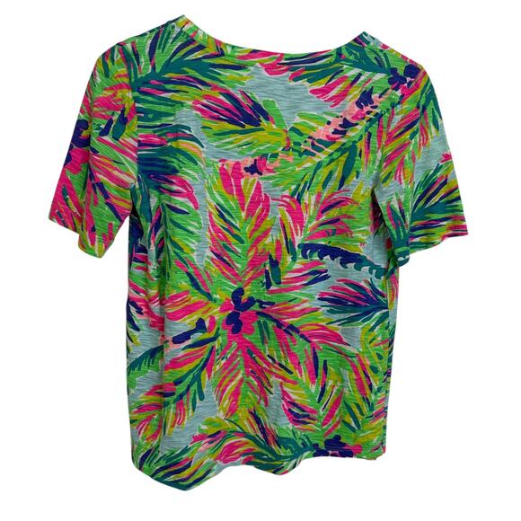 Lilly Pulitzer V Neck Shirt Womens Small Top Floral Cotton Multi Island Time * - Picture 2 of 10